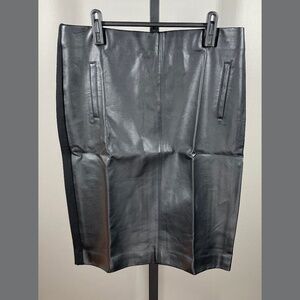 NEW Chicos Skirt Womens XS black faux leather pencil straight preppy moto